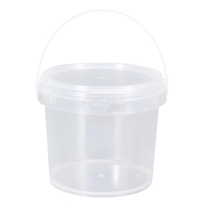 Thickened Portable Food Grade Pp Transparent Plastic Drum With Lid Milk Tea Fruit Bucket Sealing Glue, Square Bucket Batch