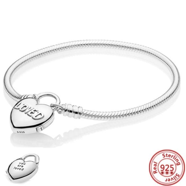 925 Sterling Silver Basic Snake Chain Fiori Blu Ondulato Slider Bracciali Adatti Originale Marchio Charms Donne Ragazza Fai da Te Creazione Gioielli