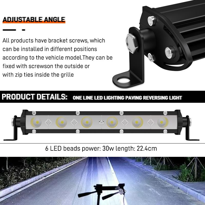 6 LED Work Light Bar Driving Spotlight Running Light Super Bright for Tractor Truck Atv Car Fog Lamp Accessories 12V