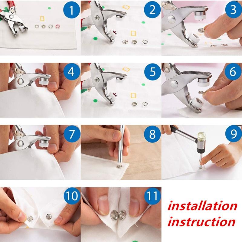 400/800PCS Plier Tool Colored Metal Buttons Snap Sewing Button Thickened Snap Fastener Kit DIY Craft Supplies Bag Clothe