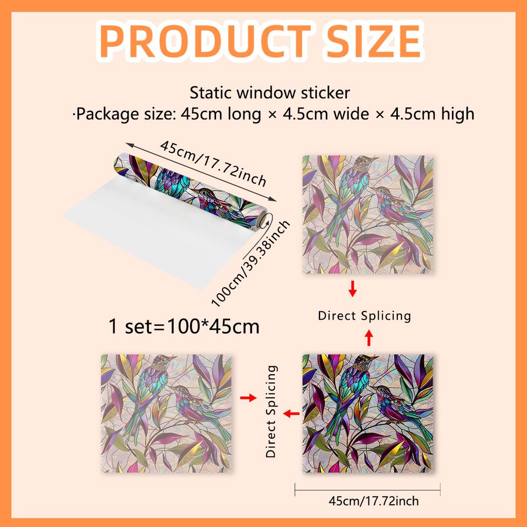 Xc9252-Yx European Retro Bird Flower Sun Colorful Window Sticker Home Decoration Wall Sticker Static Window Sticker