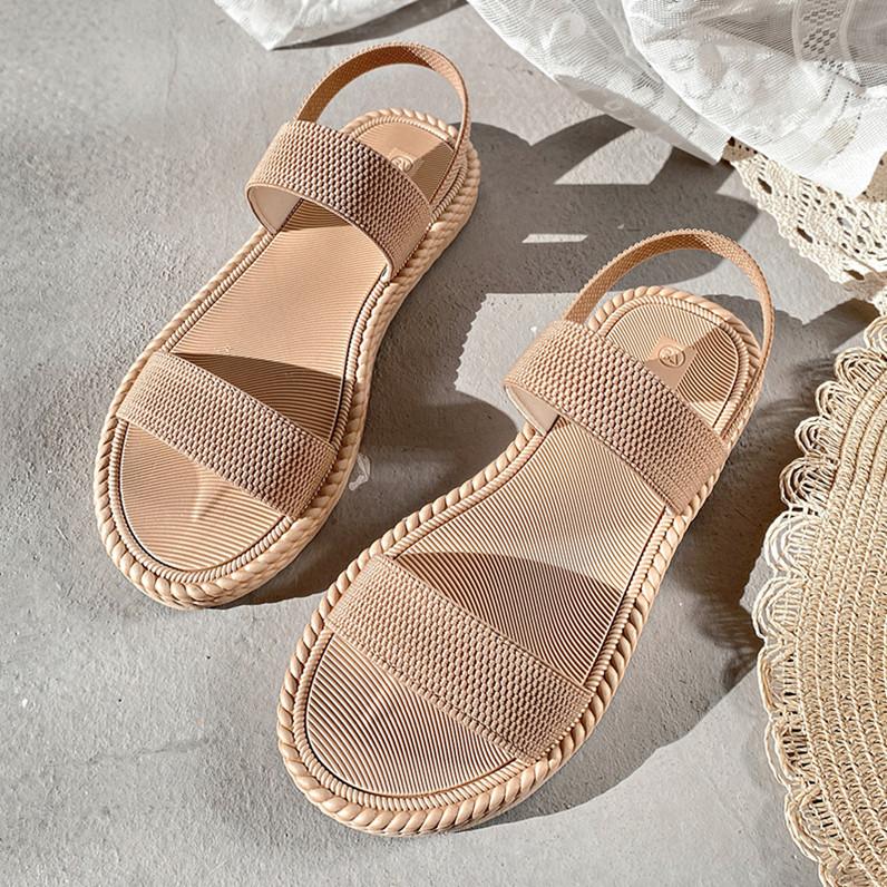 

Модные новые минималистичные сандалии-слингбэки на плоской подошве, летние легкие шлепанцы для улицы, однотонные, на толстой подошве, женская обувь, женские сандалии 39 бежевый