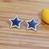 Cute Five-pointed Star Earrings for Women Black Enamel Oil Crystal Double Color Earrings Party Classic Sweet Zircon