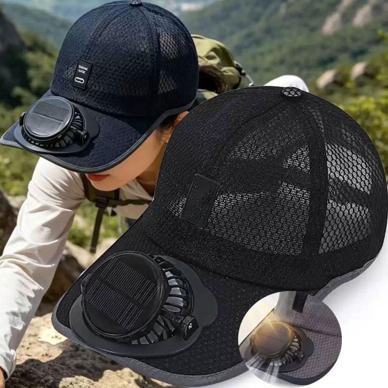 Summer Breathable Mesh Solar Fan Cap Outdoor Sun Protection Baseball Hat with USB Fan