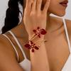 Elegant Sexy Floral Open Cuff Armlet for Women Bracelet Vintage Enamel Glaze Craft Flower Open Arm Ring Party Jewelry Gift