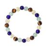 Festive Gifts Tiger Eye Aquamarine Crackle Crystal And Purple Glass Beaded Bracelet Stylish Fashion Jewelry For Daily Wear Simple Versatile Accessory