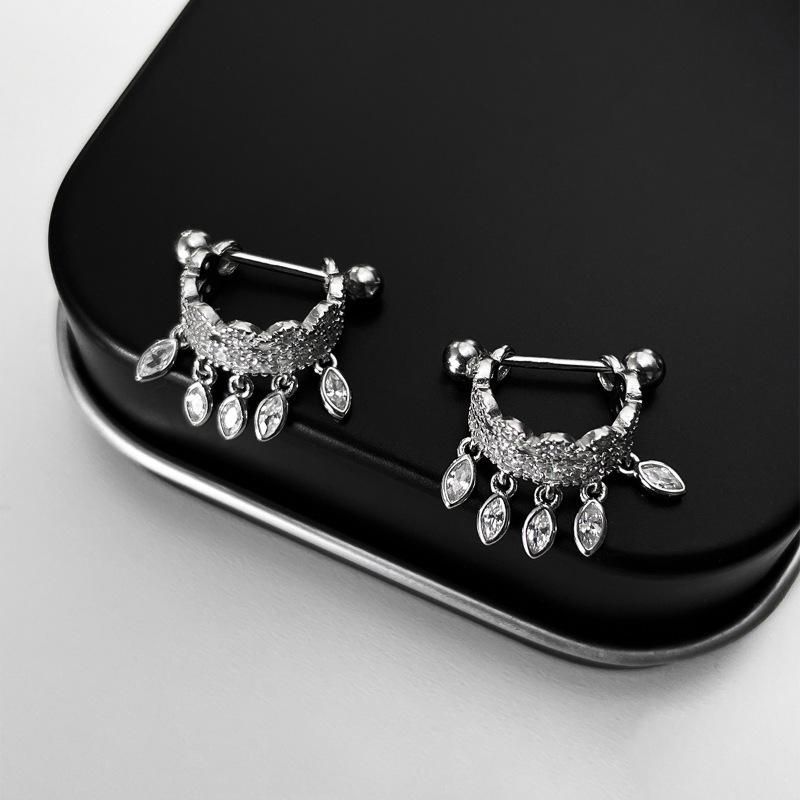 Curved Tassel Stud Earrings - Elegant Water Drop Design for Women