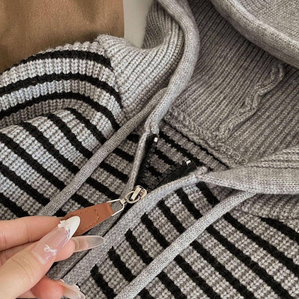 2025 A/W Striped Unisex Kids' Stylish Zip-Up Hoodie