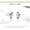 Aifuluo Pink Plum Blossom Zircon Stud Earrings - Pure Silver, White Gold Plated, S925.