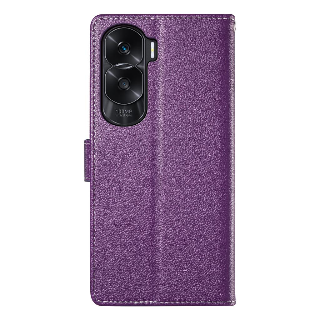 DF-012 For Honor 90 Lite 5G/X50i 5G Case Litchi Texture Leather Magnetic Clasp Wallet Stand Phone Cover