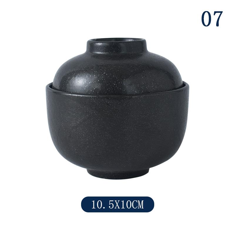 Japanische Suppen-Reisschale mit Deckel Sushi Knödel Würzschale Keramik Eierschale Dessert Traditionelle Miso-Suppenschale Besteck