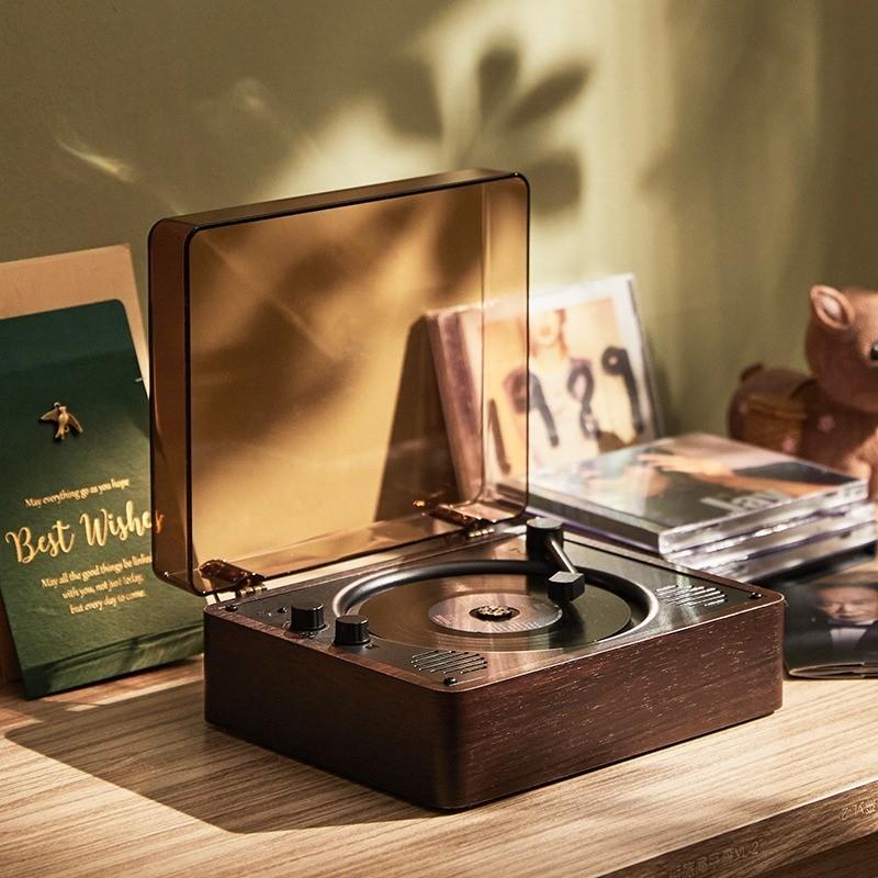 Wireless Bluetooth Speaker Small Portable Audio Record Player Camping Sound Bar Multifunction CD Album Player