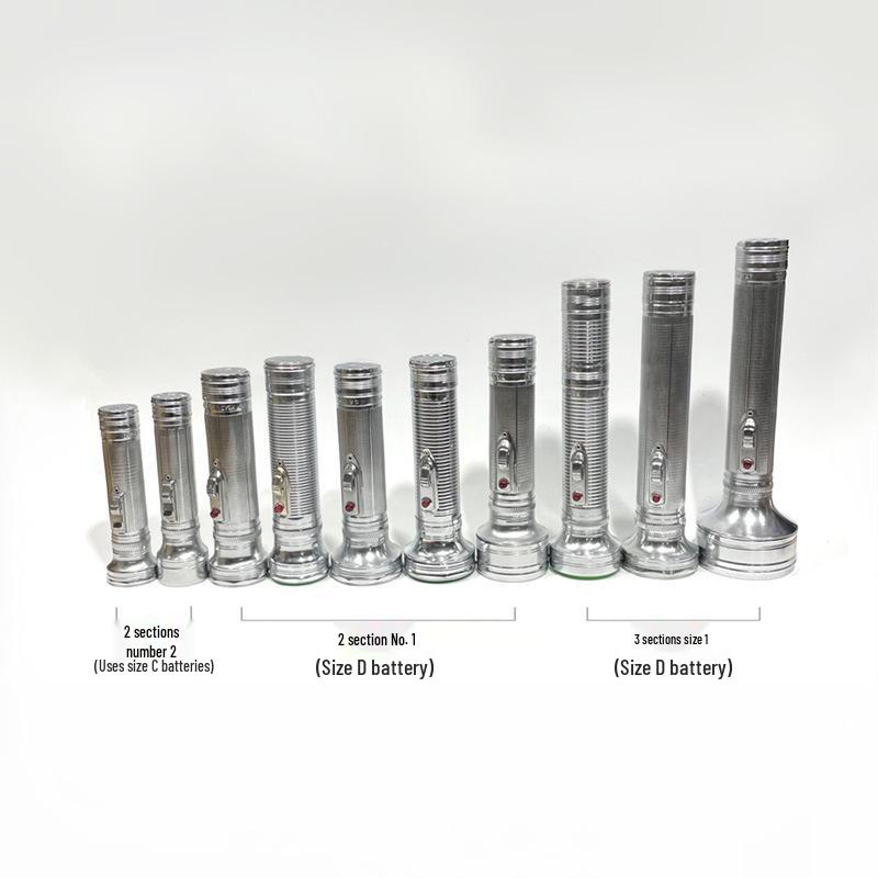 Nostalgic Tinplate Tiger Head Flashlight, Old-Fashioned 2-Cell/3-Cell, Small Household Warm Light, King Gold.