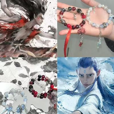 Bracelet de Perles Dérivé Nezha Aobing Style Chinois Bracelets Anime Couple Simple Rétro Bracelet Stretch Bijoux Cadeaux