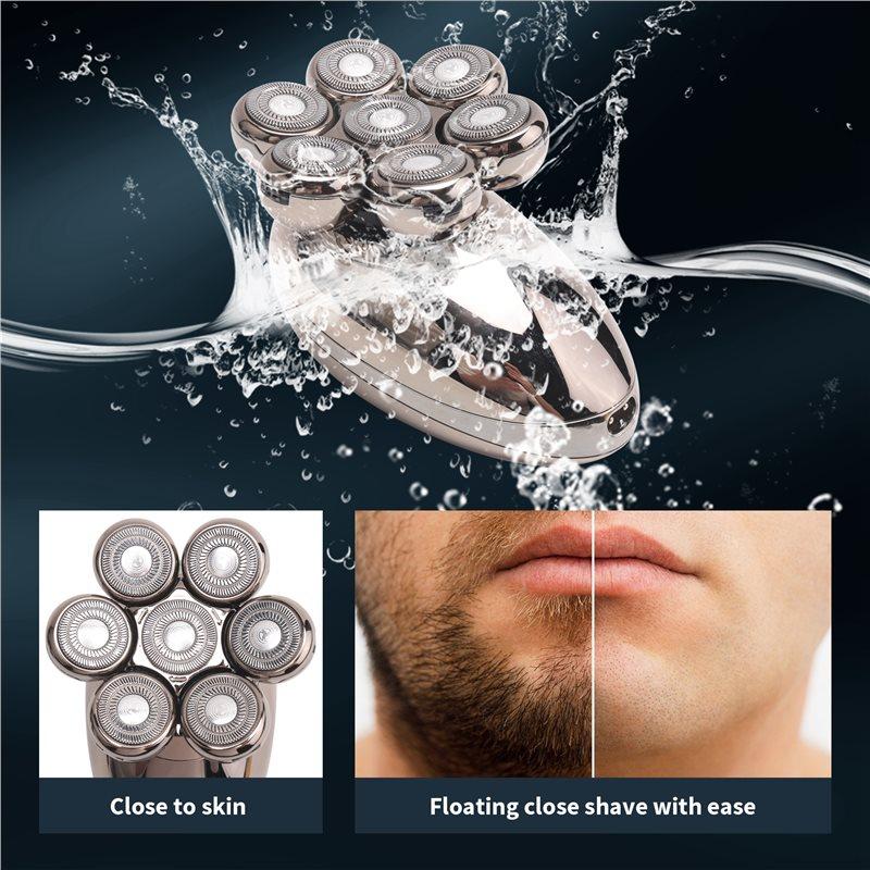 A78E-Gift For Men 7-Head Electric Shaver USB Rechargeable Stainless Steel Blades For Men' S Quick Shave Beard& Hair Trimmer Silv