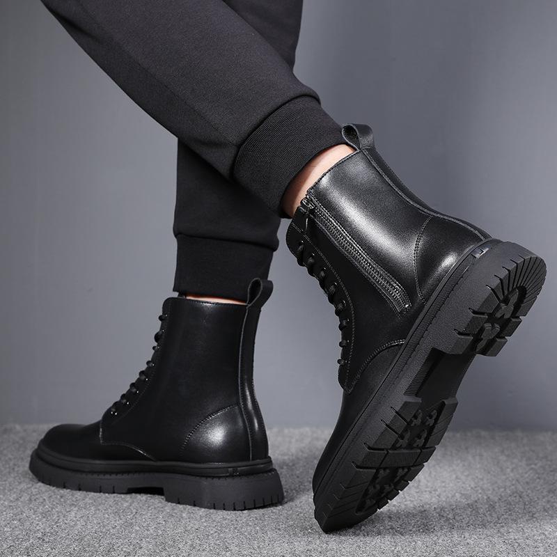 Fashion England style men boots black stylish original leather shoes cowboy autumn winter boot handsome platform high motorcycle botas