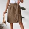 Women's Elastic Waist Side Pocket Midi Skirt In Multiple Colors