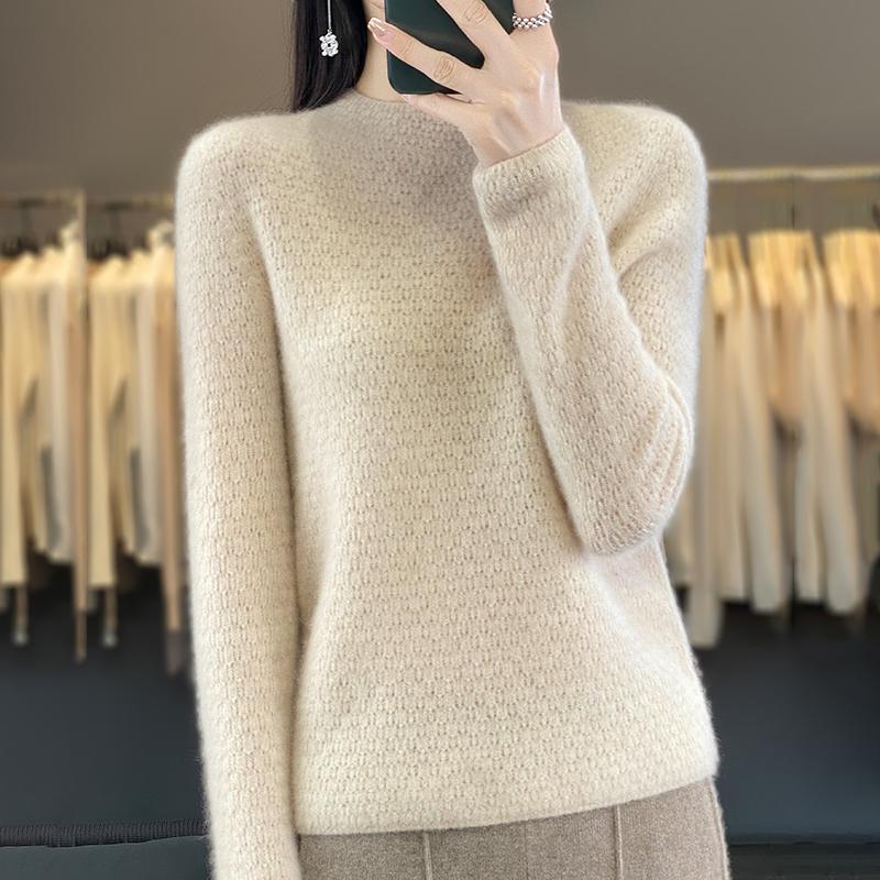 Women's Cashmere Sweater Qinghe Cashmere 30% Cashmere 70% Wool Women's Autumn and Winter Cashmere Pullover Soft and Warm