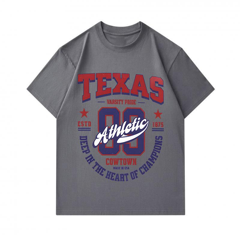 Men's 100% Cotton Short Sleeve Crew Neck T-Shirt, Texas 99 Athletic Champions Cowtown Print Casual Vintage Sport Style Tees for Daily Wear