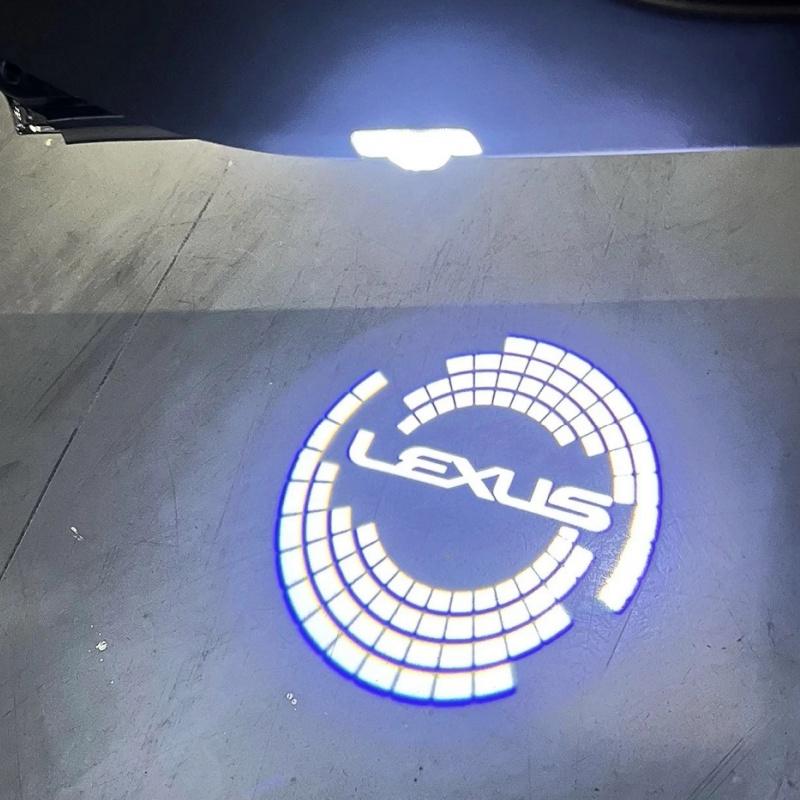 2PCS LED Car Welcome Door Lights Emblem Accessory For Lexus RX ES GX LS LX IS GS RC UX Series GX470 ES250 LX570 IS250 AEX1