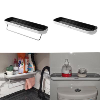 Prateleira Porta Shampoo Sem Furos Acessórios de Banheiro Prateleira de Armazenamento para Banheiro Montada na Parede Com Barra para Toalha Organizador de Armazenamento para Chuveiro