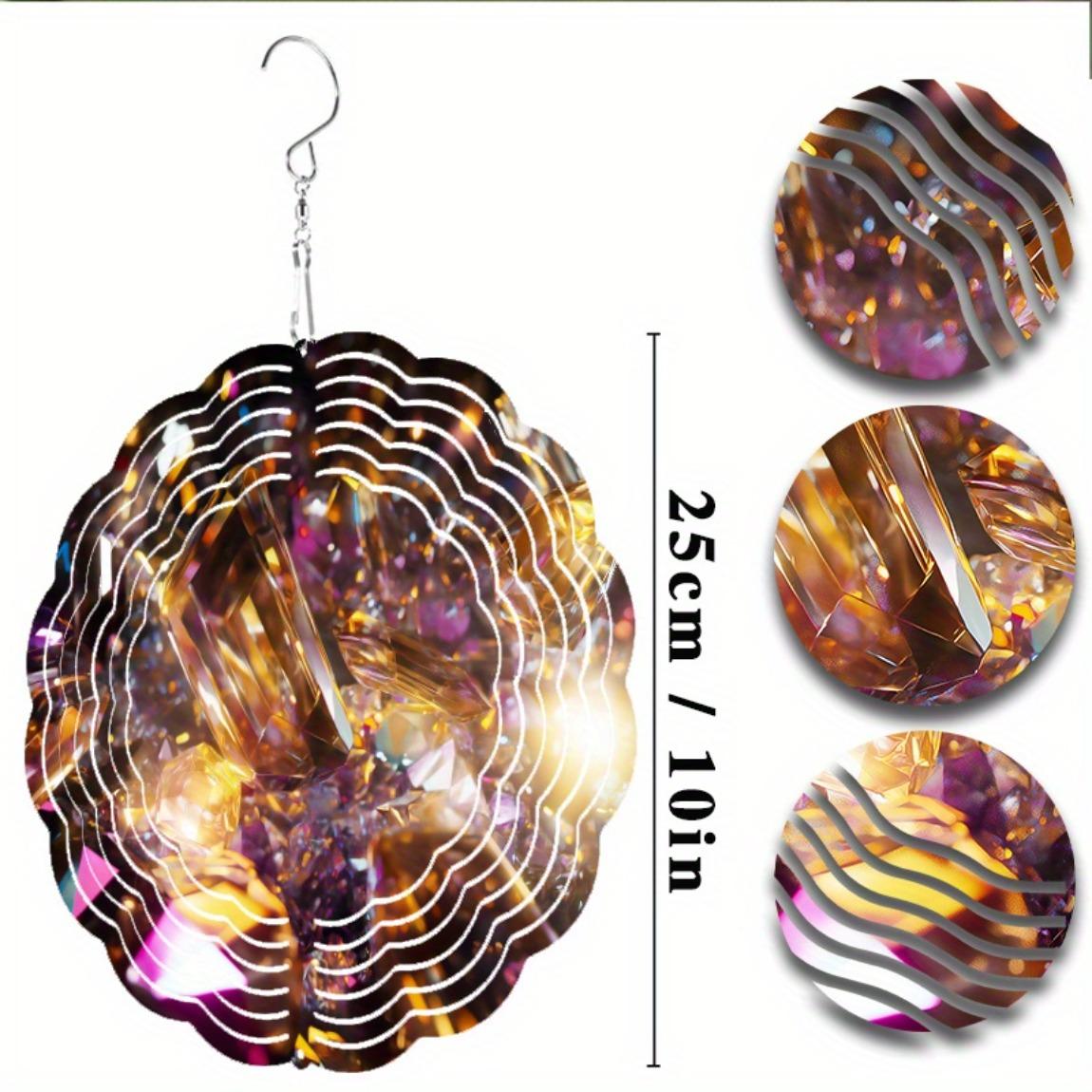 

10-дюймовый ветряной спиннер из битого стекла, уличный декор, вращающееся на 360° подвесное украшение для сада, балкона, патио, яркие металлические отражения 01A