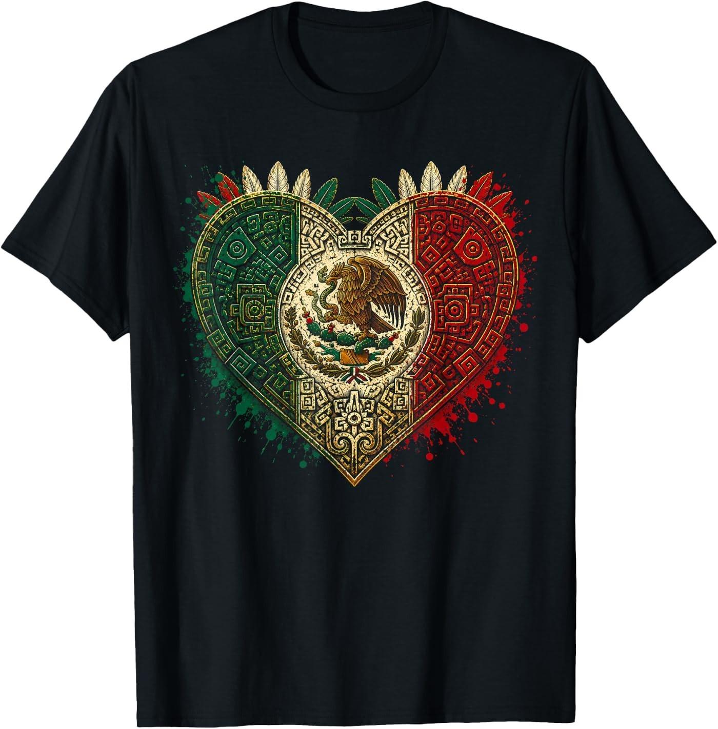 Mexico Flag Heart Mexican Independence Day Women T-Shirt S