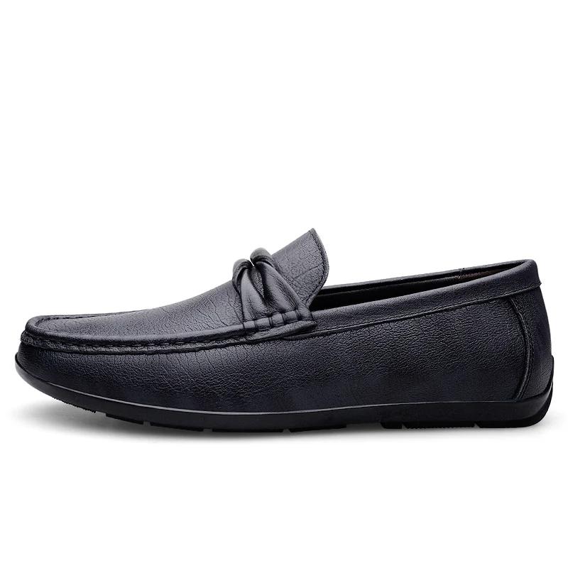 Men Genuine Leather Loafers Design Moccasin Fashion Slip On Soft Flat Men Casual Shoes Adult Male Footwear Handmade Boat Shoes