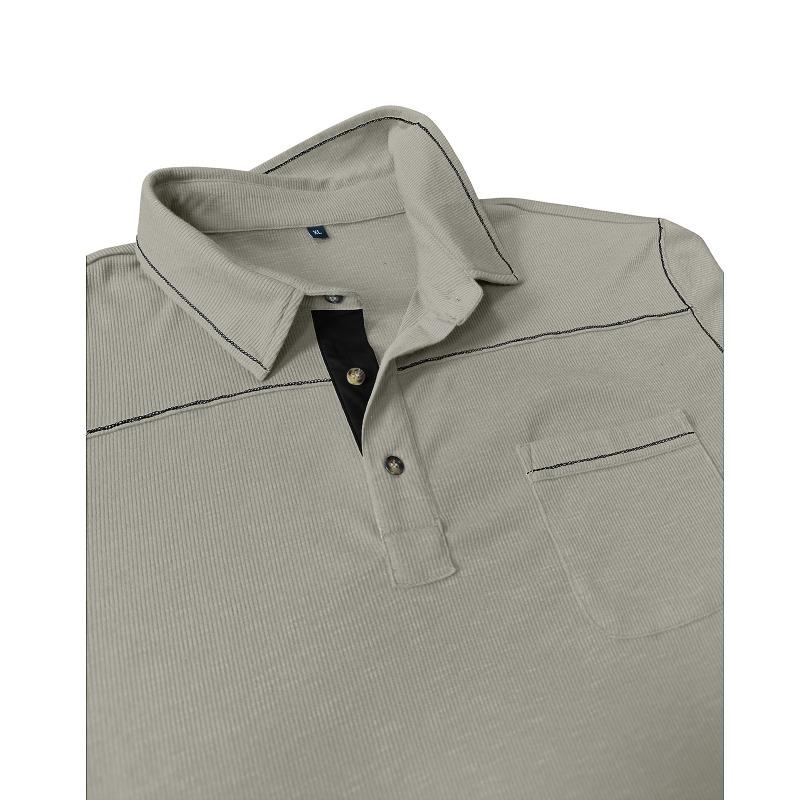 Mens Plus Size Fashion Turn Down Collar Short Sleeve Pocket Polo Shirt
