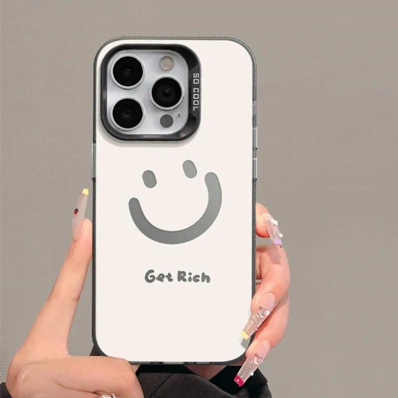 For Samsung A35 A55 5G Case Simple Smile Face Laser Phone Cover For Galaxy A S23 S24 Ultra A34 A15 A53 A52 A13 S22 S21 FE Funda