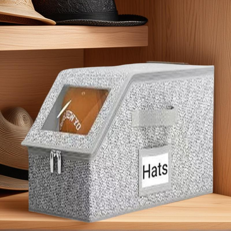 Large Capacity Hat Storage Box Dustproof Foldable Multifunctional Storage Box With Zipper Essential For Home Organization