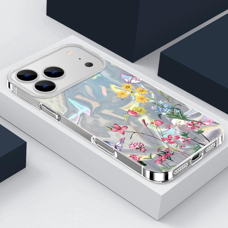 Oil Painting Rose Flower Phone Case For iPhone 17 Air 16e 16 15 14 Pro Max 13 17 Pro Max Shockproof Colorful Butterfly Pattern Hard PC Phone Cover