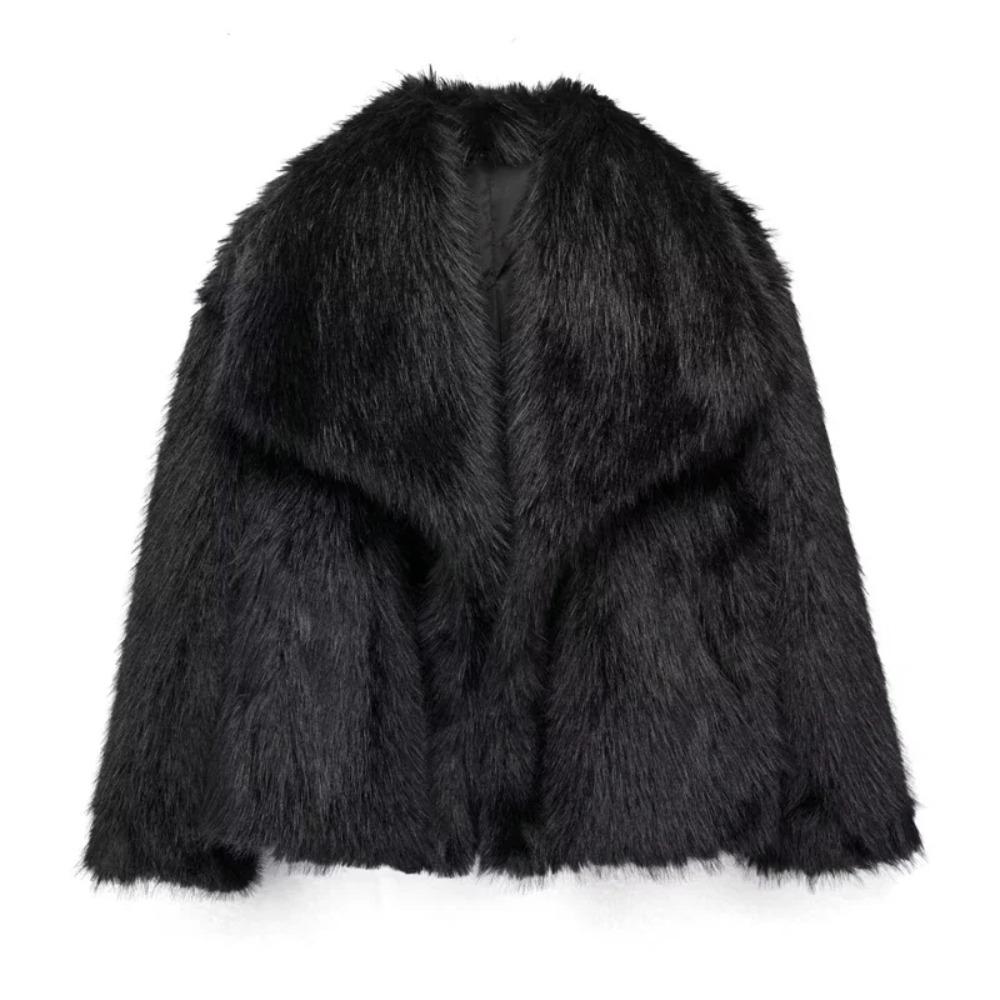VAYLA Woman Autumn Winter Faux Fur Coat Plush Fluffy Women's Jacket New in Outerwears White Red Gray Black Wool Blends Coats