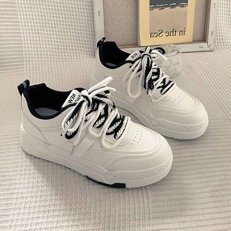 

Popular Hong Kong style platform white shoes women s spring and autumn senior sense 2025 new niche versatile casual sports shoes 35 чёрный
