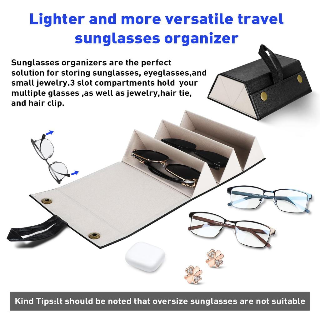 Portable Foldable Glasses Box 2/3/6 Multi-slot Eyeglass Storage Display Organizer PU Leather Travel Sunglasses Case
