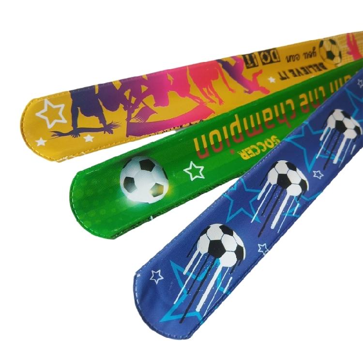 12Pcs Soccer Glove Pattern Slap Bracelets Kids Wristband Football Snap Bracelet