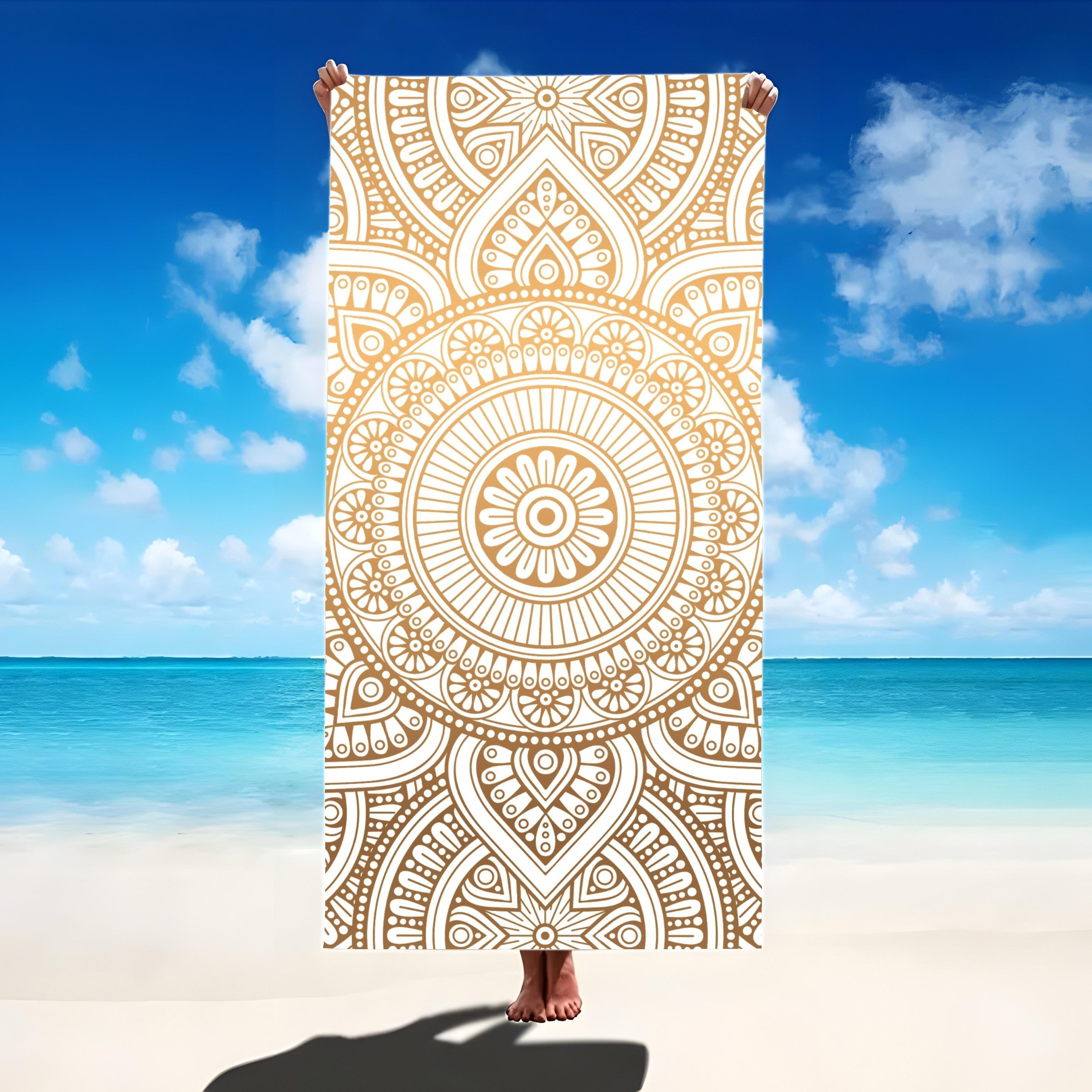 

Mandala Design Large Quick-Drying Beach Towel, Polyester Sand Sun Protection for Surfing Swimming Yoga W40*H60(CM)