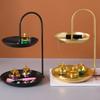 Sturdy Iron Serving Tray Dual Tier Layer Structure Smooth Display Tray Stable Support Multiple Color Food Tray