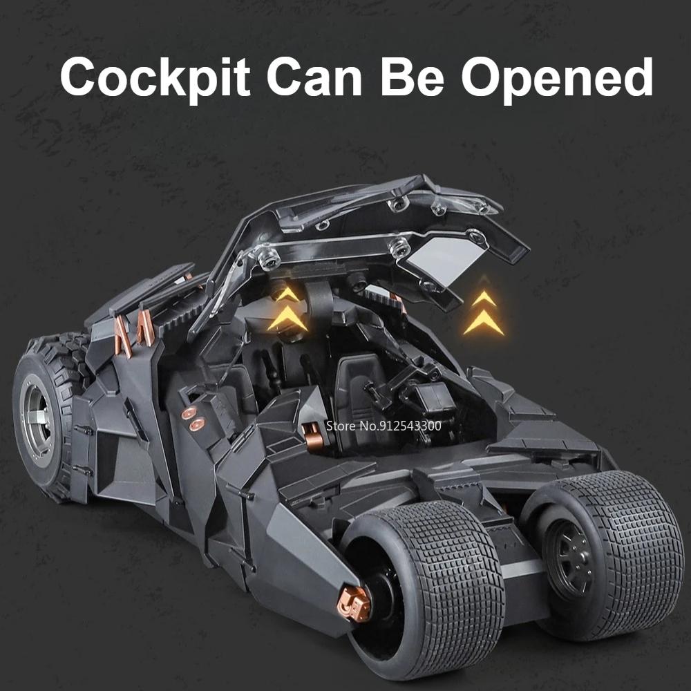 Large Scale 1:18 Batmobile Car Model Toy The Dark Knight Trilogy Sound Light Sliding Spray Alloy Vehicle Models Ornaments Gifts