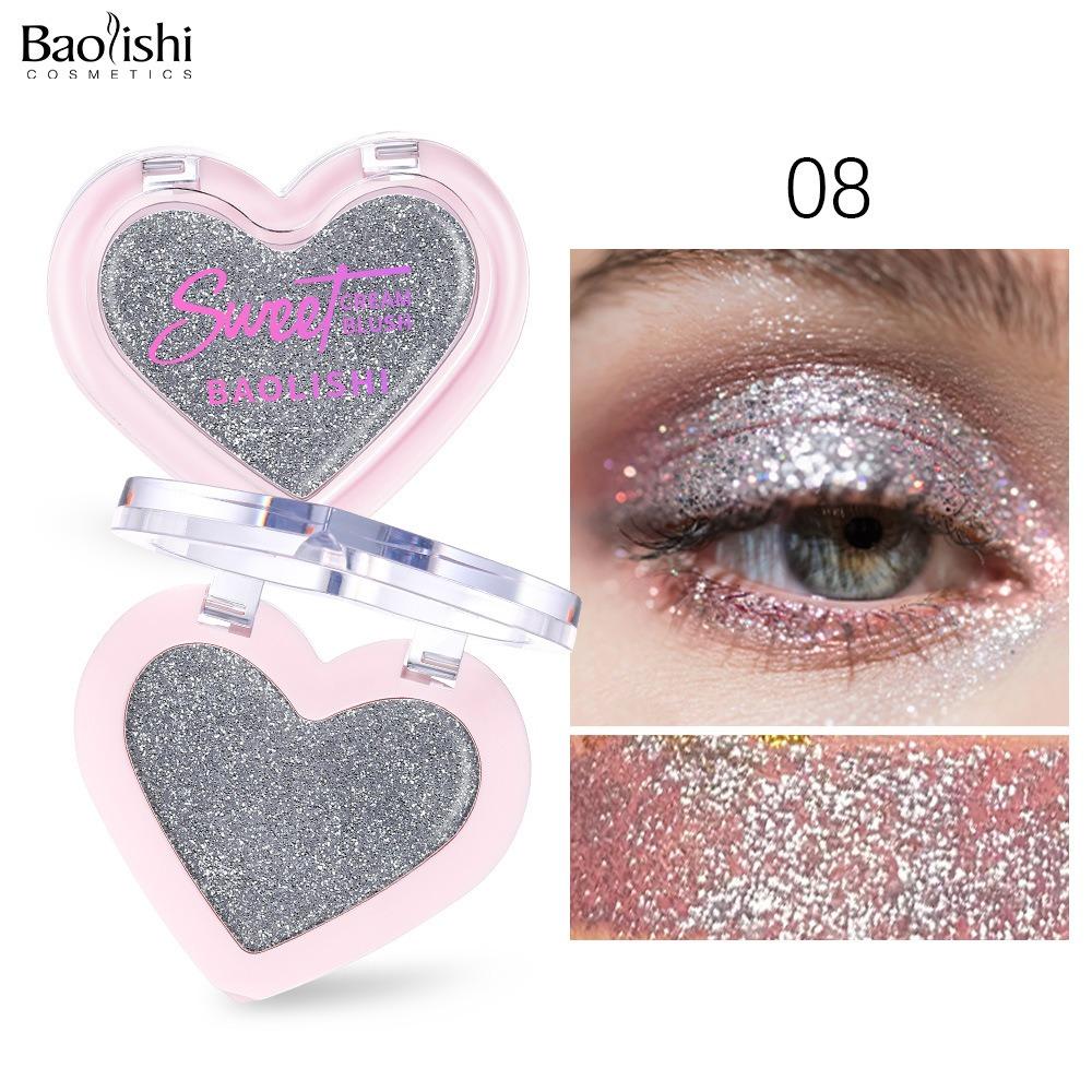 Palette di Glitter a Forma di Cuore a 8 Colori Paillettes Grandi Adesivi per Corpo Viso Gel Oro Argento Viola Flash Scintillante Ombretto Monocromatico