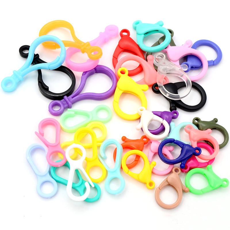 Mixed Color Plastic Lobster Clasp Keychains for DIY Jewelry and Plush Doll Pendants