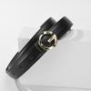 Chic Versatile Women's Thin Leather Waist Belt with Simple Letter Buckle - Black, Ins Style, Light Luxury.