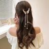 Diamond Studded Angel Wing Tassel Hair Clip with Pearl Flower And Butterfly Design, a Chic Shark Clip for Elestyles, a Sweet And Air Accessory That I