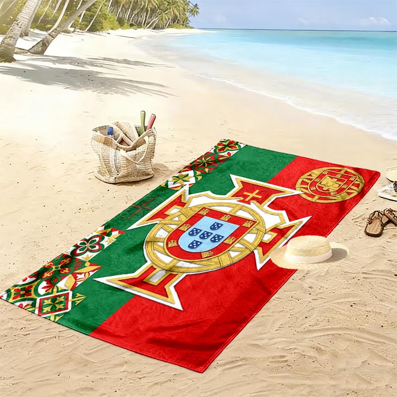 Portuguese Heritage Royal Emblem Beach Towel Beach Towel for Vacation Photos Portable for Travel Outdoor Pool Towel Seaside Absorbent Bath Towel