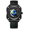 Earth Watch for Men Rotating Earth Dial New Concept Creative Blue Planet Non Mechanical Pointer Silicone Tape Men Watch