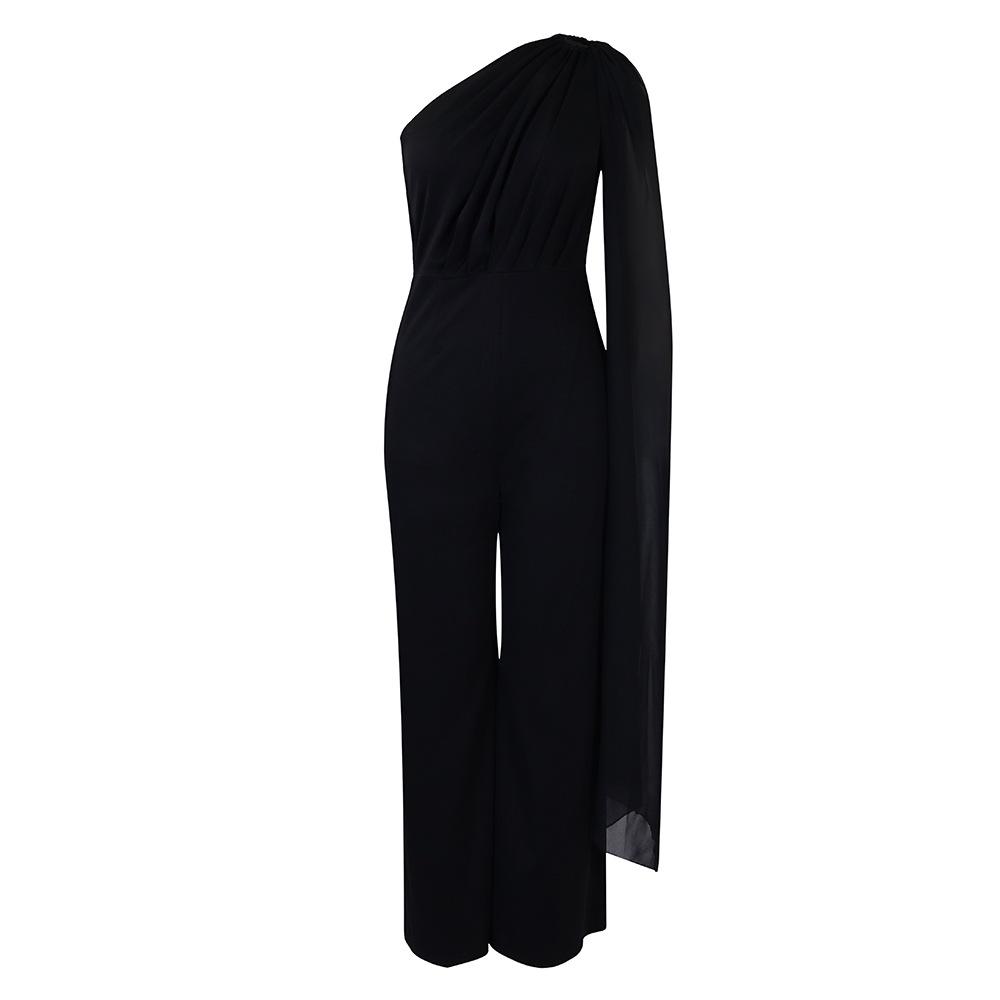 

Женское однотонное банкетное платье на одно плечо и африканский комбинезон L чёрный