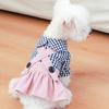 Pet Clothes Dog Cat Clothing Medium and Small Dog Puppy Two-legged Clothing Black Button Plaid Strap Skirt