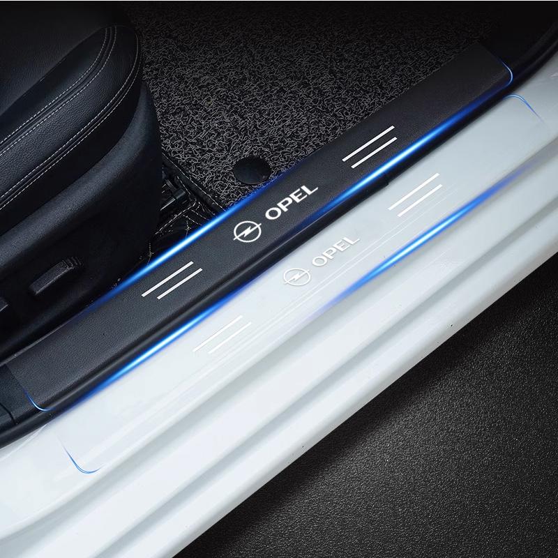 CIR1 4pcs Car Door Sill Protector Stickers Transparent Decor Decal Threshold Strip For Opel Insignia Astra J H G Corsa D Zafira B