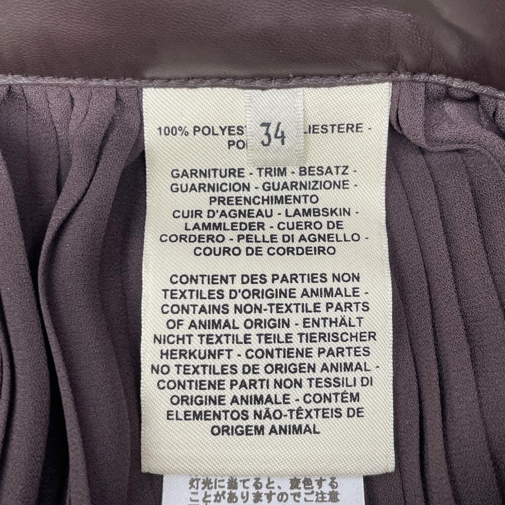 Hermes 21AW Brown Leather Belt Pleated Long Skirt Skirt 34 BrownUsed