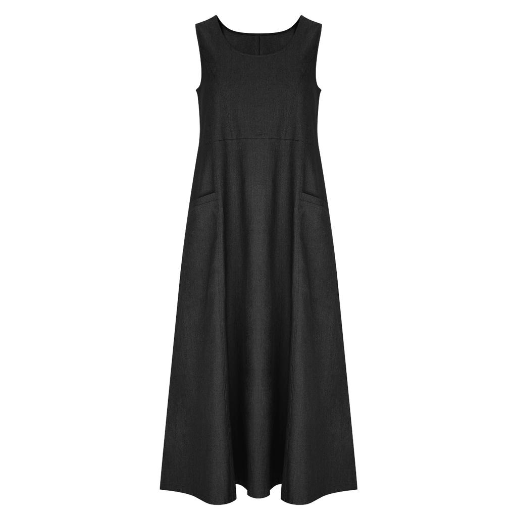 Damen Sommerkleid Lässig Locker Lang Strandurlaubskleider Jeanskleid Für Damen